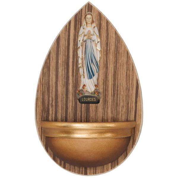 Weihwasserbecken Holz mit Lourdes Madonna - color