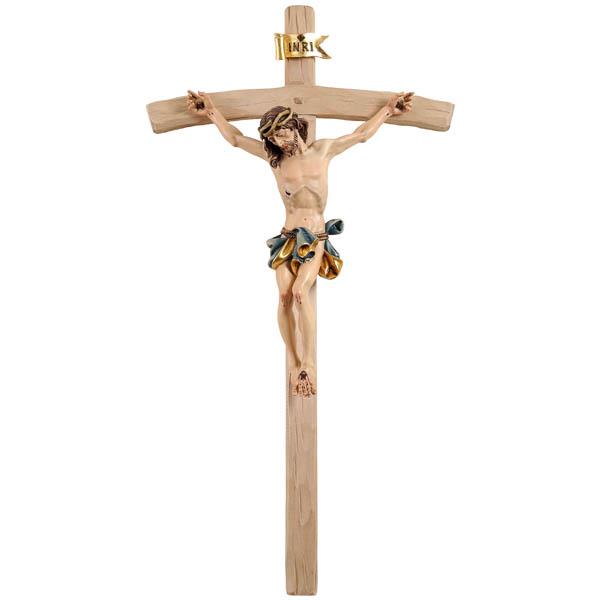 Kruzifix Barock mit geradem Kreuzbalken - lasiert