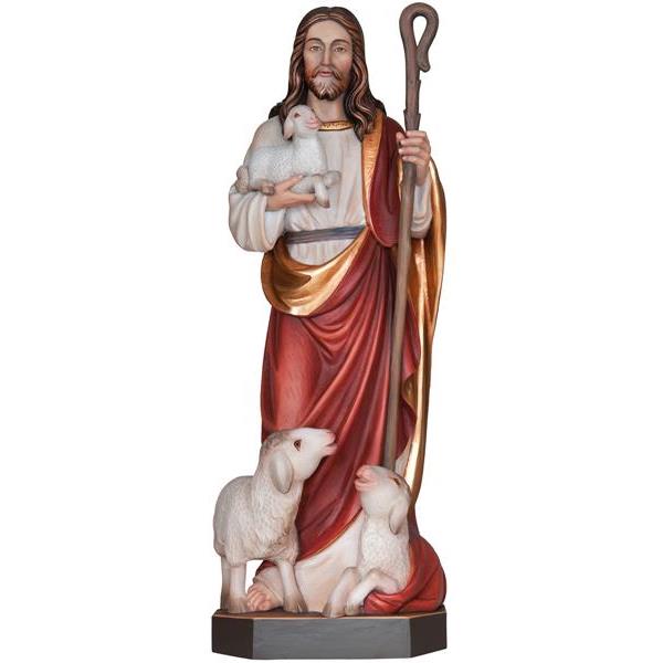 Jesus der Gute Hirte Holz-Statue - color