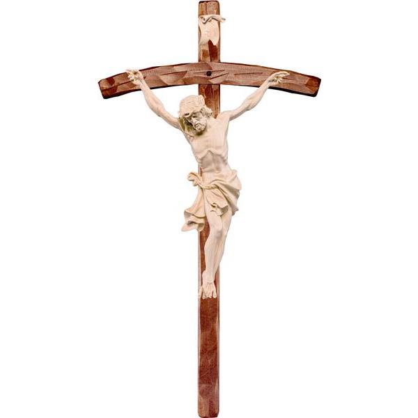 Alpenchristus weiss mit gebogenem Kreuz - natur