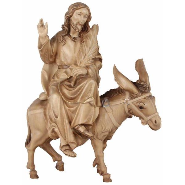 Jesus mit Palmzweig auf Esel - mehrtoenig gebeizt