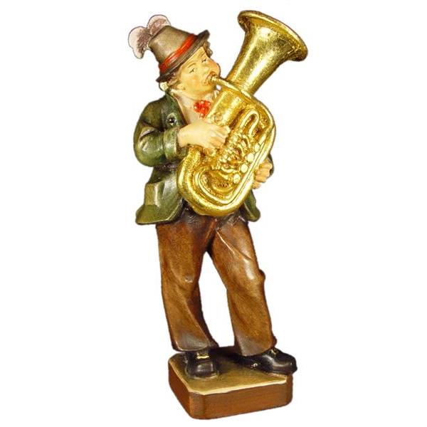 Musikant mit Tuba in Zirbel - color