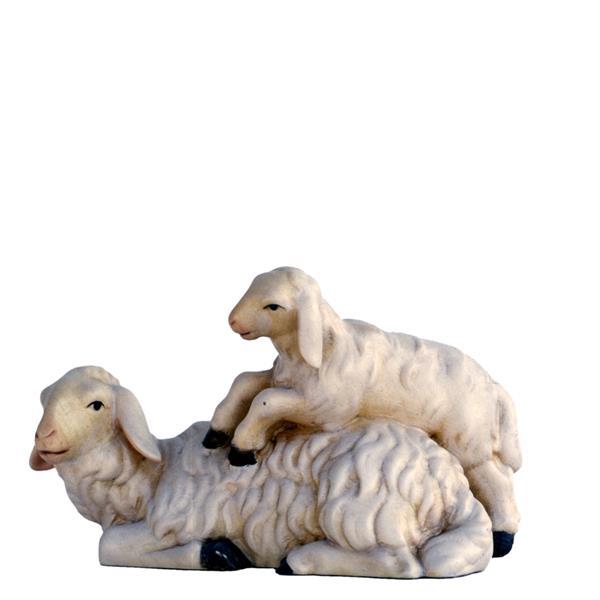 Schaf hockend mit Lamm - natur