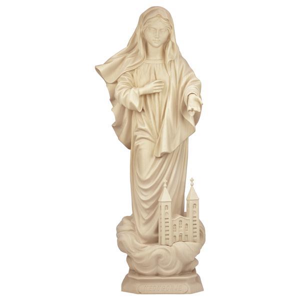 Madonna Medjugorje mit Kirche - Lindenholz geschnitzt - natur