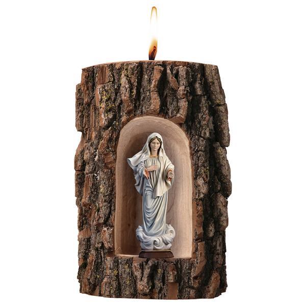 Madonna Medjugorje in Grotte Ulme mit Kerze - color