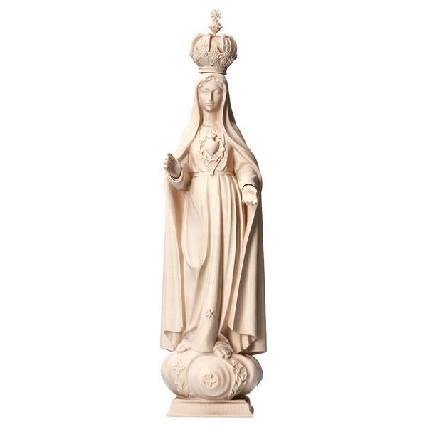 Herz Maria der Pilger mit Krone - Lindenholz geschnitzt - natur