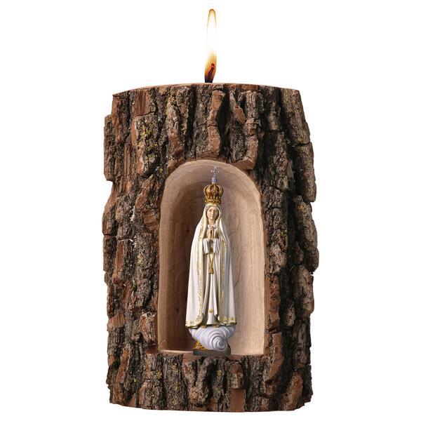 Madonna Fátima Capelinha mit Krone in Grotte Ulme mit Kerze - color