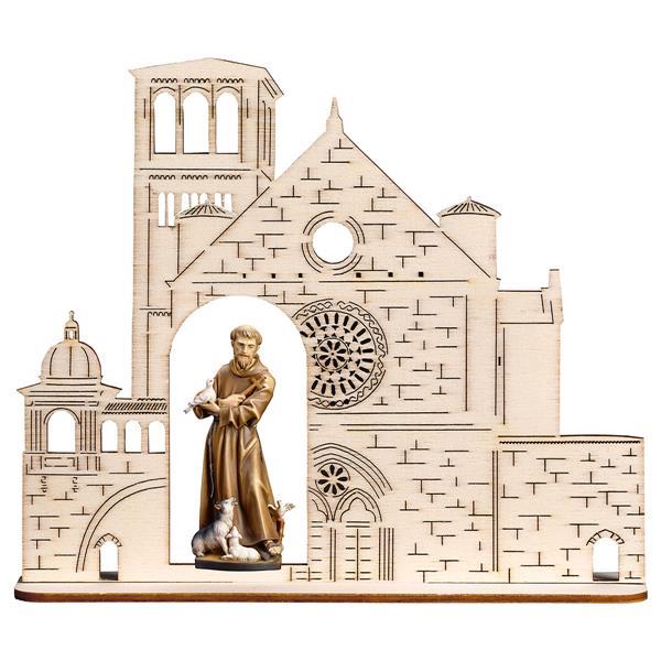 Hl. Franziskus von Assisi mit Tiere + Basilika - color