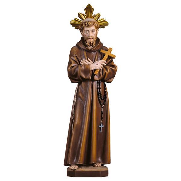 Hl. Franziskus von Assisi mit Kreuz mit Schein - color
