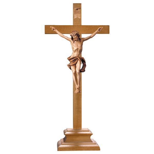 Kruzifix Nazarener - Stehbalken - mehrtoenig gebeizt