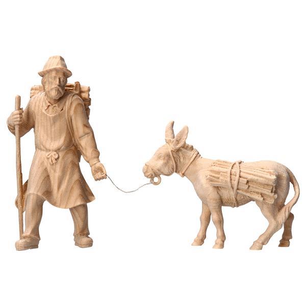 BE Hirte ziehend mit Holzkraxe mit Esel mit Holz 2 Teile - Natur ZIRBEL