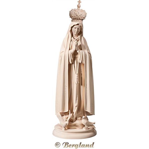 Madonna von Fatima mit Holzkrone und Tauben - natur
