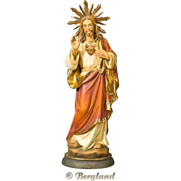 Herz Jesu mit Gloriose - Echtgold auf Antik