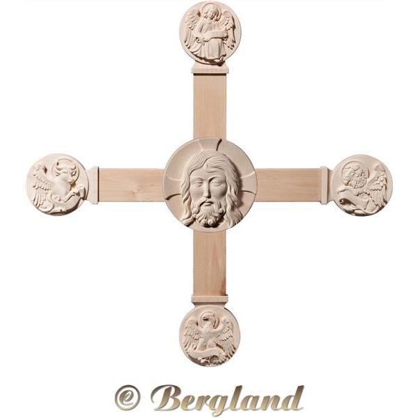 Kreuz mit Evangelisten und Christuskopf - natur